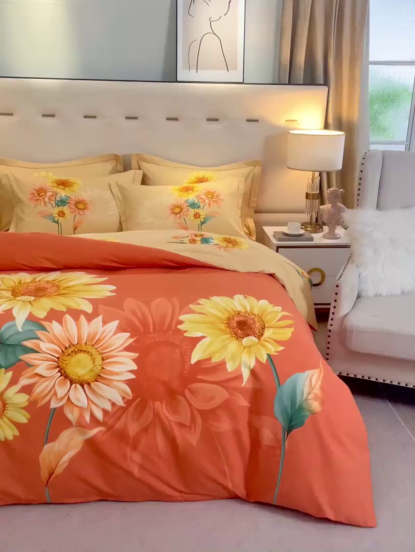 91家纺网 家纺一手货源 找家纺 格里芬家纺2025新款全棉大版磨毛生态磨毛四件套 风沐倾心