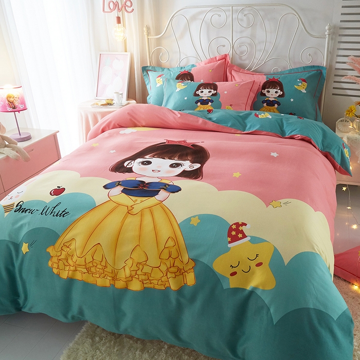 91家纺网 家纺一手货源 找家纺 格里芬家纺2025新款全棉大版磨毛生态磨毛四件套 公主日记-粉