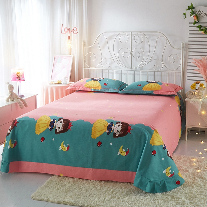 91家纺网 家纺一手货源 找家纺 格里芬家纺2025新款全棉大版磨毛生态磨毛四件套 公主日记-粉