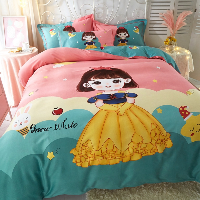 91家纺网 家纺一手货源 找家纺 格里芬家纺2025新款全棉大版磨毛生态磨毛四件套 公主日记-粉