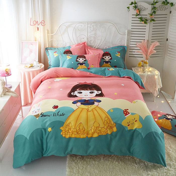 格里芬家纺2025新款全棉大版磨毛生态磨毛四件套 公主日记-粉