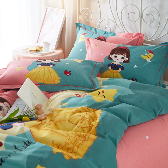 91家纺网 家纺一手货源 找家纺 格里芬家纺2025新款全棉大版磨毛生态磨毛四件套 公主日记-粉