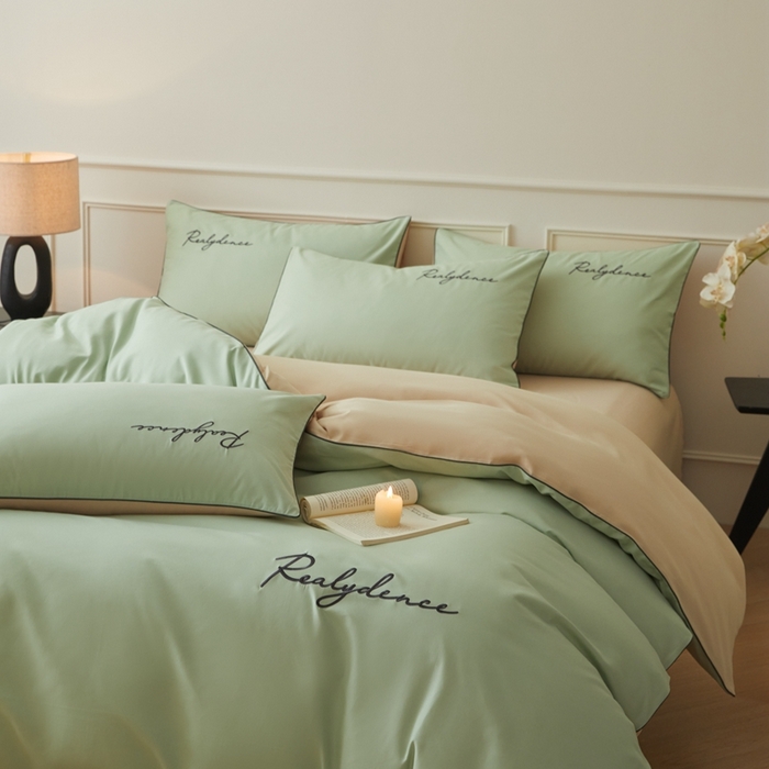 91家纺网 家纺一手货源 找家纺 （总）小久久（小九九） 2024新款水洗棉刺绣四件套--安琪