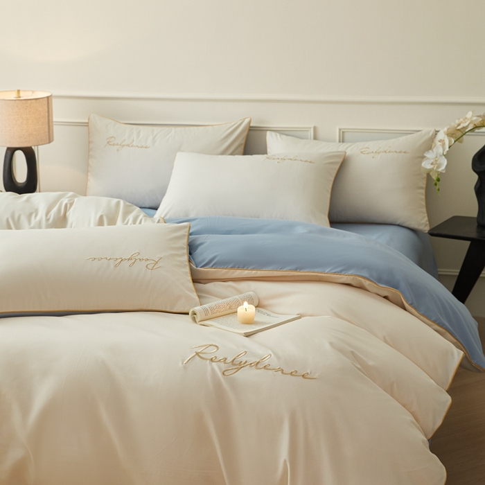 91家纺网 家纺一手货源 找家纺 （总）小久久（小九九） 2024新款水洗棉刺绣四件套--安琪