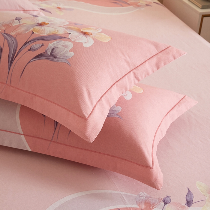 91家纺网 家纺一手货源 找家纺 格里芬家纺2025新款全棉大版磨毛生态磨毛四件套 花叶曼舞