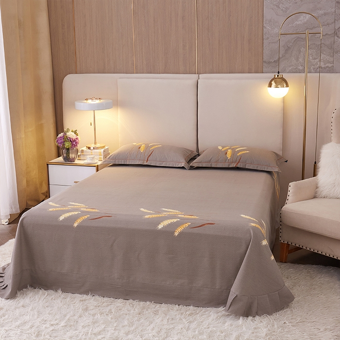 91家纺网 家纺一手货源 找家纺 格里芬家纺2025新款全棉大版磨毛生态磨毛四件套 辉煌麦穗-黄