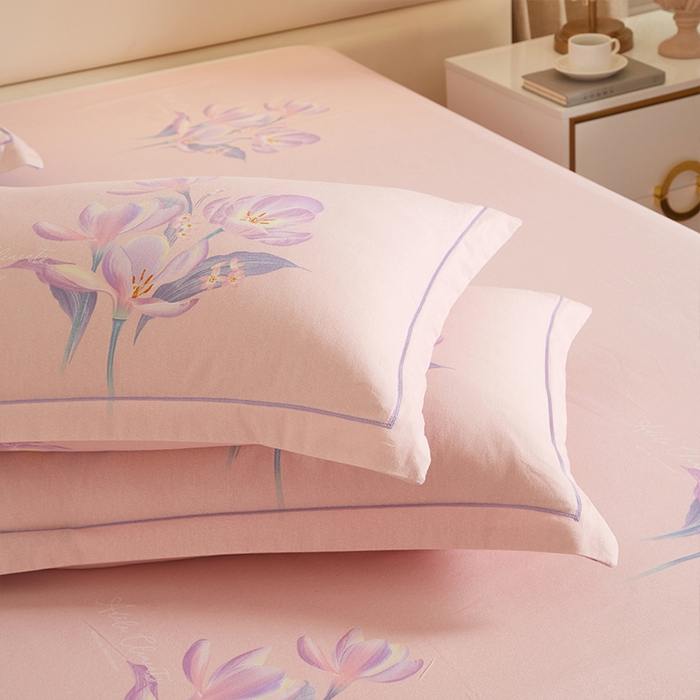 91家纺网 家纺一手货源 找家纺 格里芬家纺2025新款全棉大版磨毛生态磨毛四件套 青莲居