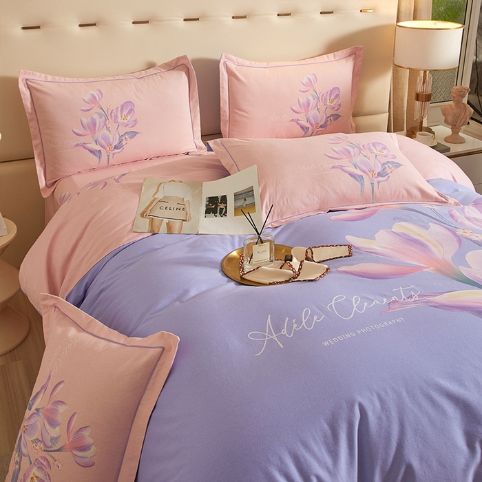 91家纺网 家纺一手货源 找家纺 格里芬家纺2025新款全棉大版磨毛生态磨毛四件套 青莲居