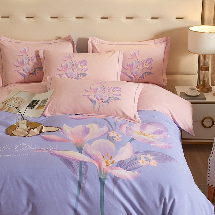 91家纺网 家纺一手货源 找家纺 格里芬家纺2025新款全棉大版磨毛生态磨毛四件套 青莲居