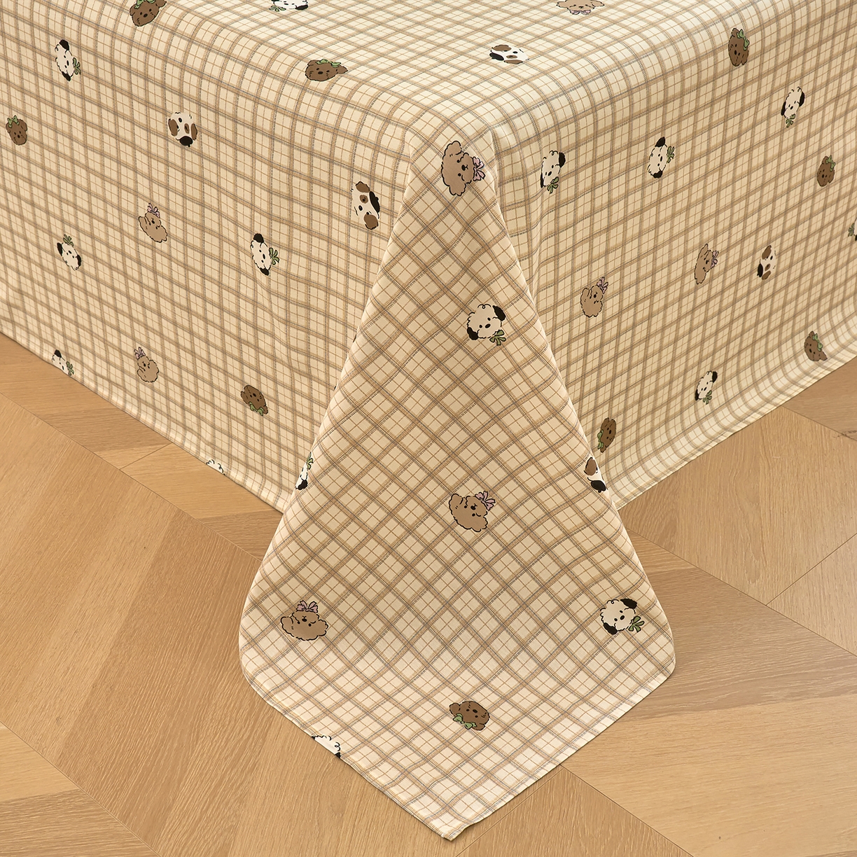 91家纺网 家纺一手货源 找家纺 木瑾2025新款秋冬小清新100%全棉床单床笠单品 格子小狗