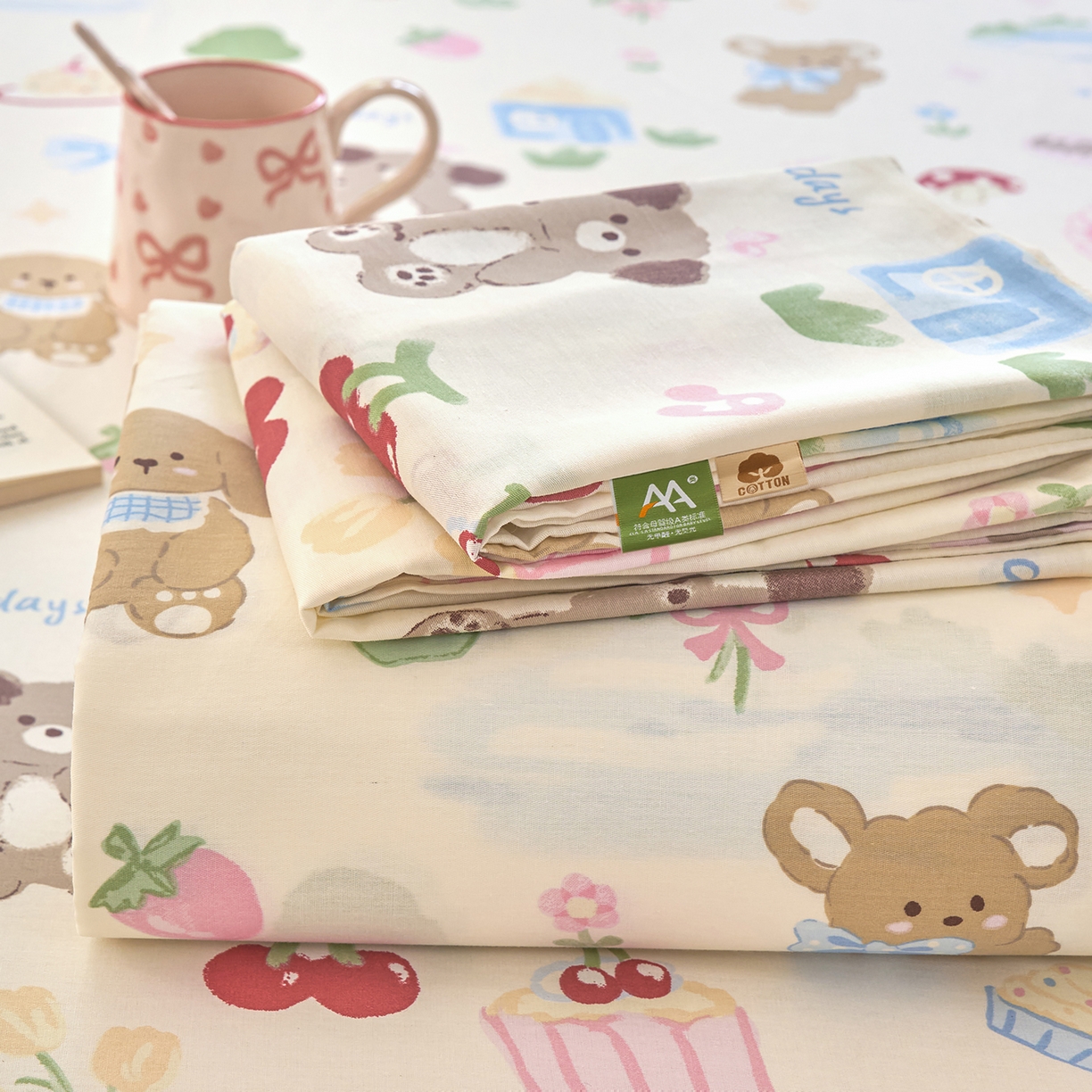 91家纺网 家纺一手货源 找家纺 木瑾2025新款秋冬小清新100%全棉床单床笠单品 开心屋