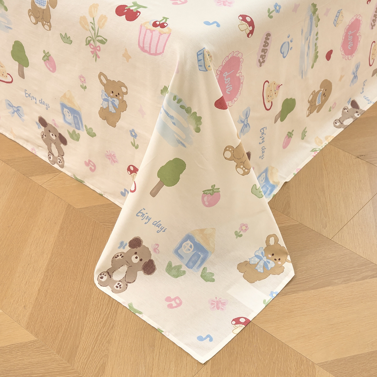 91家纺网 家纺一手货源 找家纺 木瑾2025新款秋冬小清新100%全棉床单床笠单品 开心屋