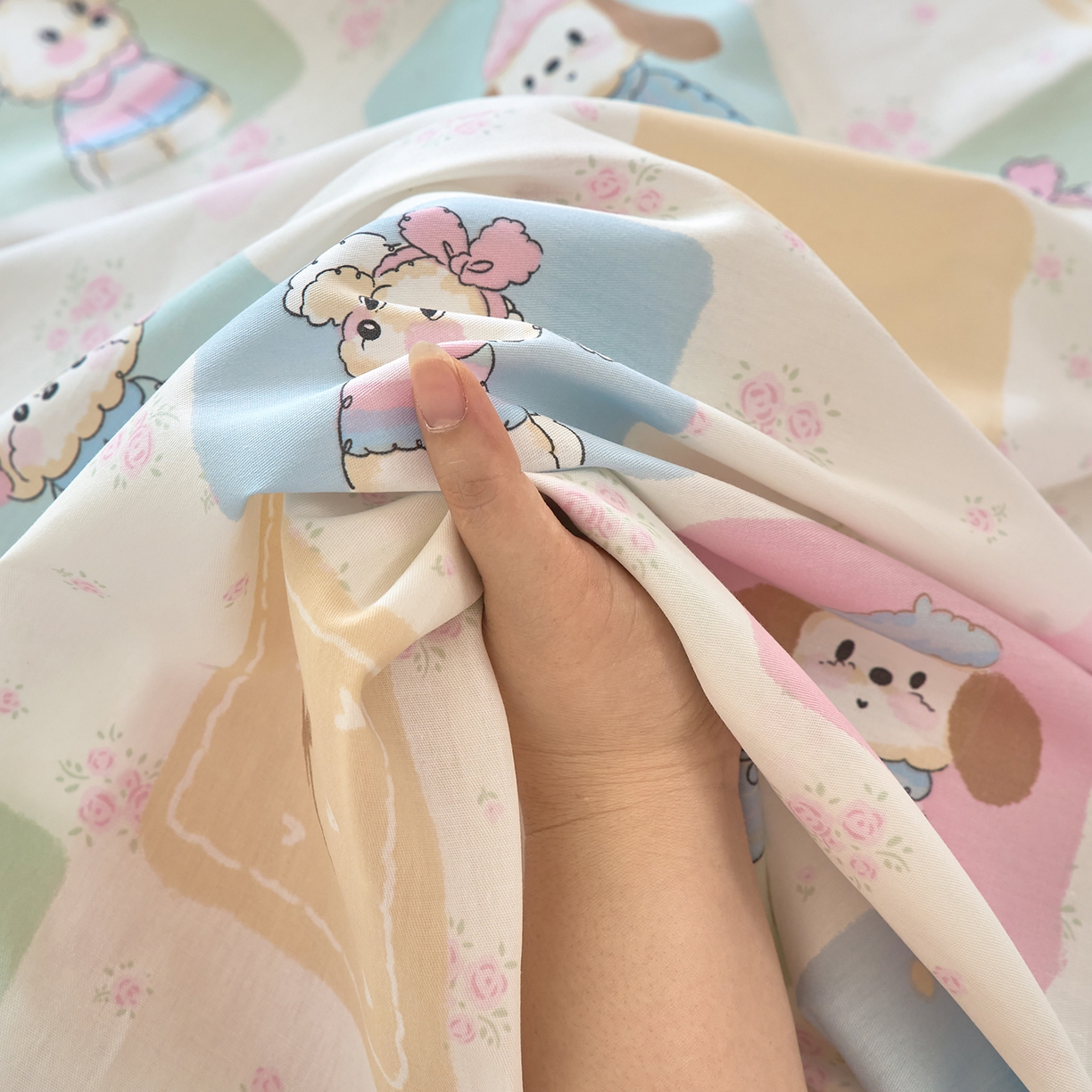 91家纺网 家纺一手货源 找家纺 木瑾2025新款秋冬小清新100%全棉床单床笠单品 奇妙乐园