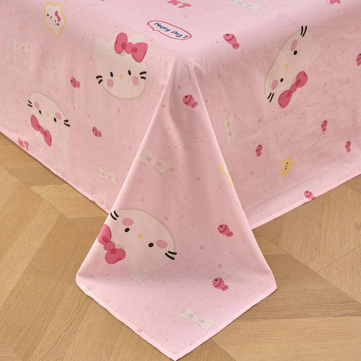 91家纺网 家纺一手货源 找家纺 木瑾2025新款秋冬小清新100%全棉床单床笠单品 甜心猫咪