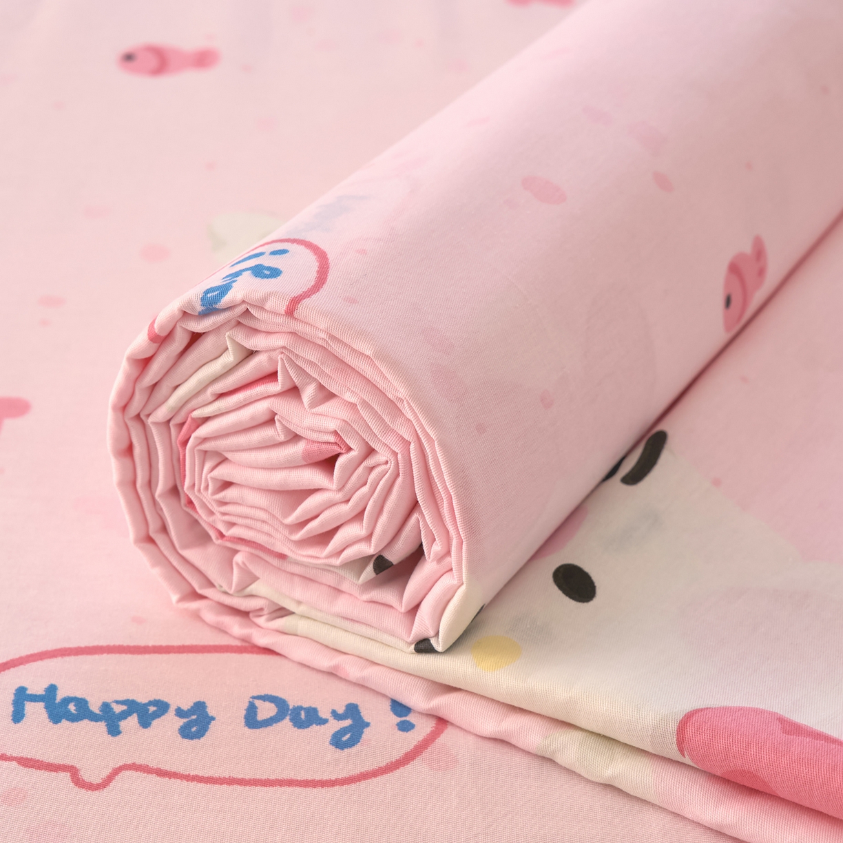 91家纺网 家纺一手货源 找家纺 木瑾2025新款秋冬小清新100%全棉床单床笠单品 甜心猫咪