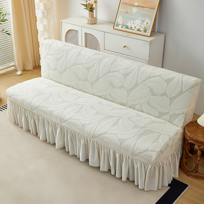 91家纺网 家纺一手货源 找家纺 丝绮鹿2025新款富贵叶裙边沙发床套 富贵叶-米白