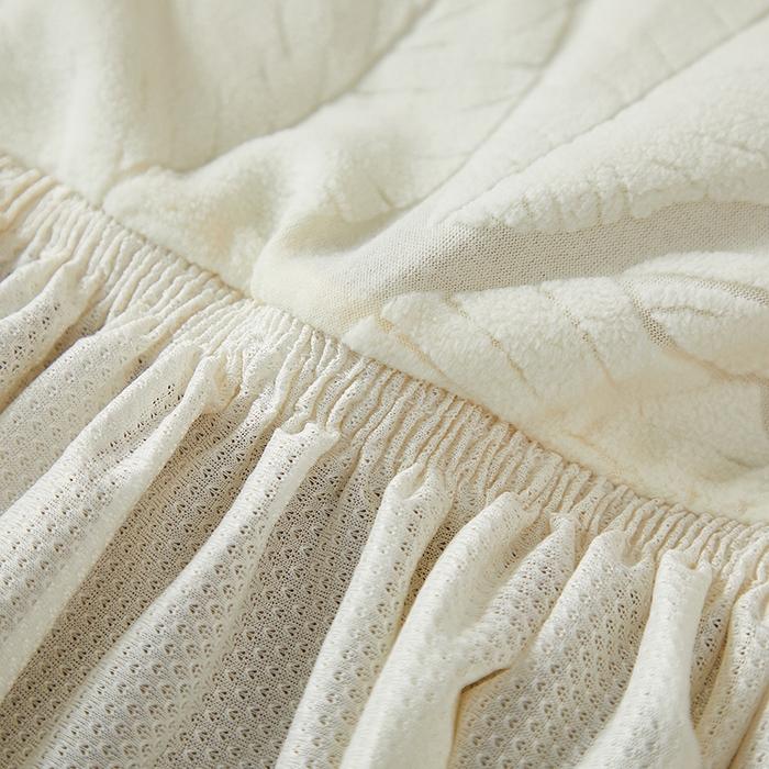 91家纺网 家纺一手货源 找家纺 丝绮鹿2025新款富贵叶裙边沙发床套 富贵叶-米白