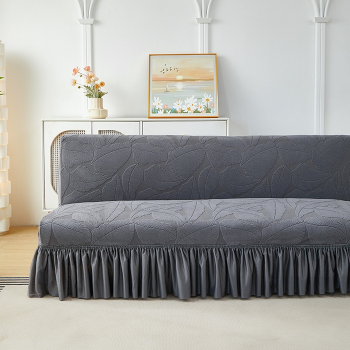 丝绮鹿2025新款富贵叶裙边沙发床套 富贵叶-深灰