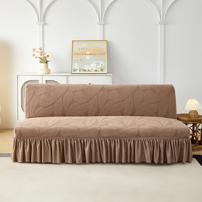 91家纺网 家纺一手货源 找家纺 丝绮鹿2025新款富贵叶裙边沙发床套 富贵叶-时尚咖