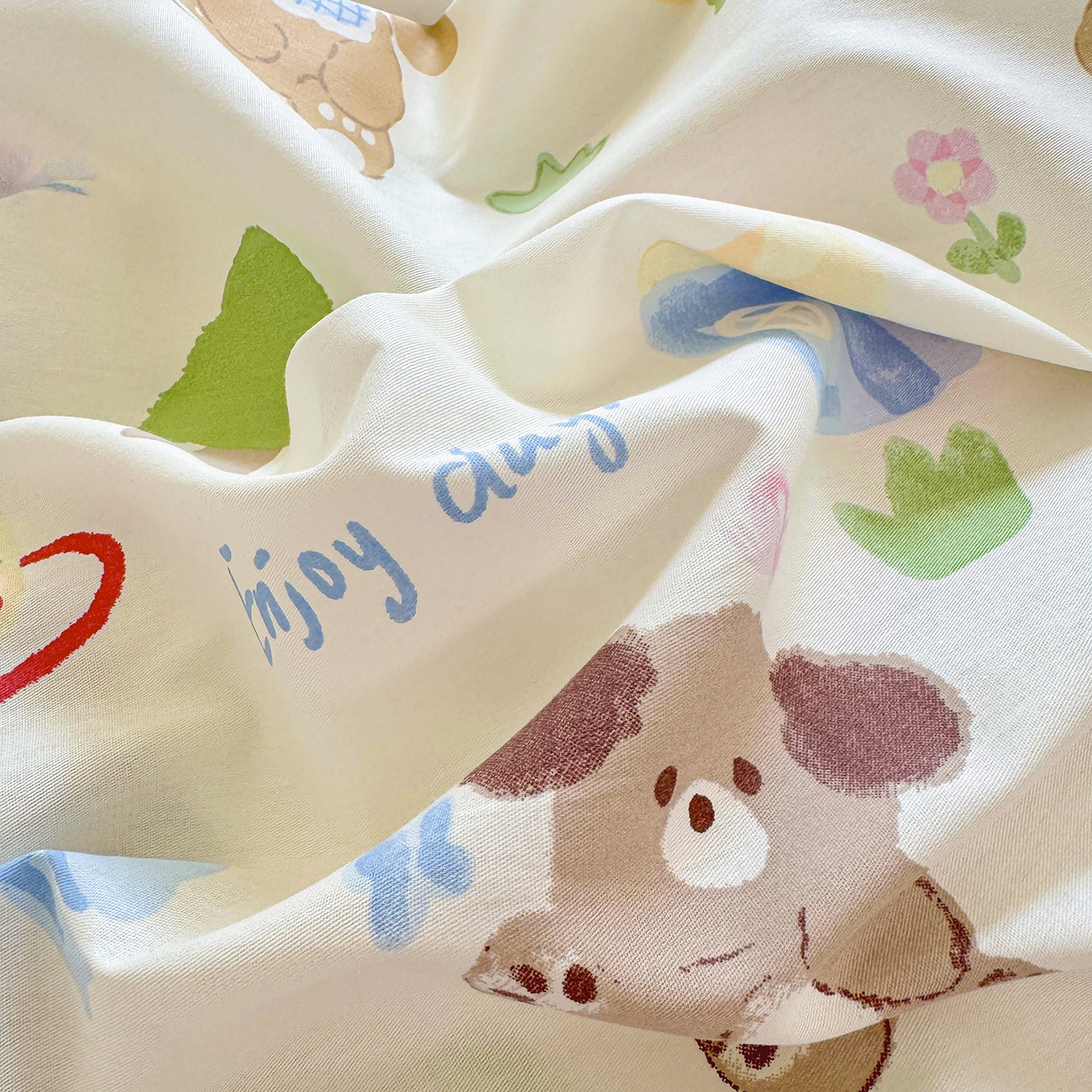 91家纺网 家纺一手货源 找家纺 木堇家居 2025新款小清新100%全棉纯棉单品床笠 床笠单件 开心屋