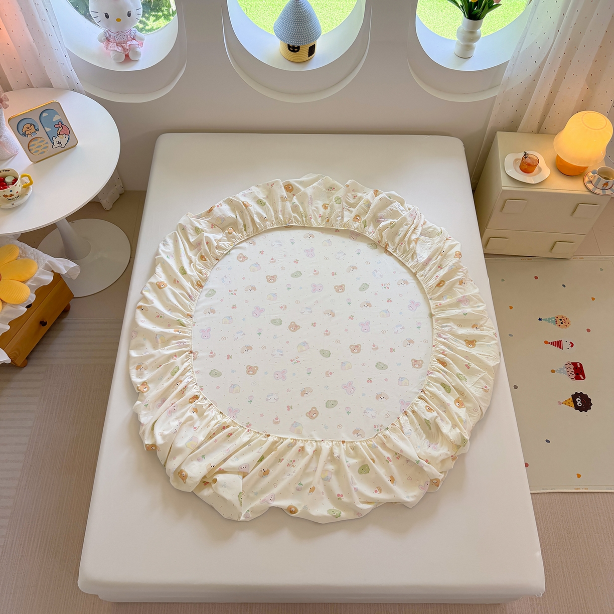 91家纺网 家纺一手货源 找家纺 木堇家居 2025新款小清新100%全棉纯棉单品床笠 床笠单件 萌萌乐园