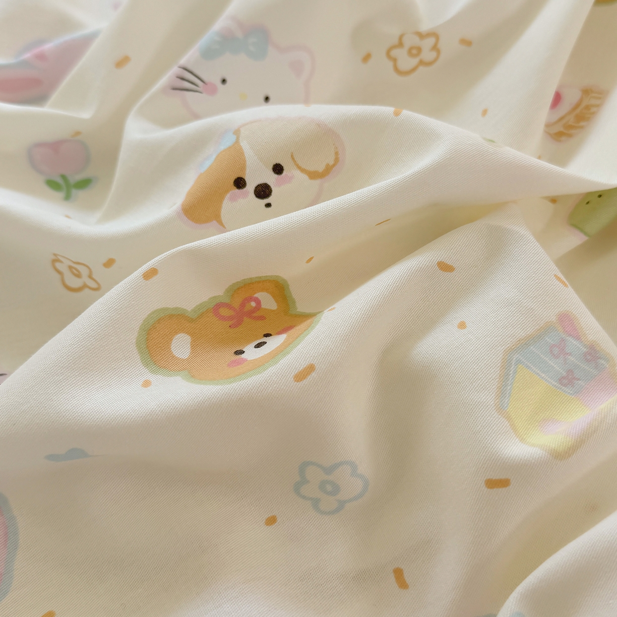 91家纺网 家纺一手货源 找家纺 木堇家居 2025新款小清新100%全棉纯棉单品床笠 床笠单件 萌萌乐园