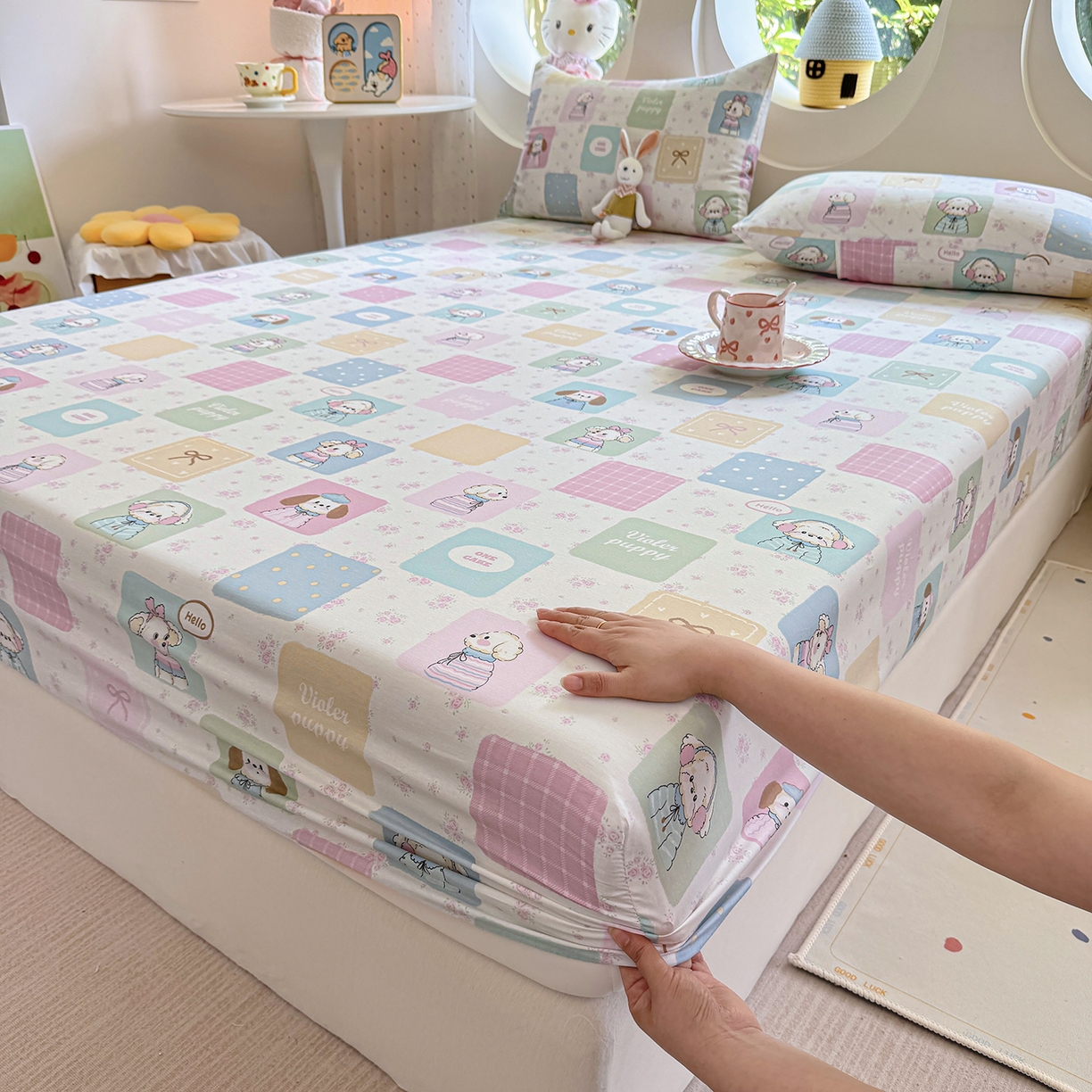 木堇家居 2025新款小清新100%全棉纯棉单品床笠 床笠单件 奇妙乐园