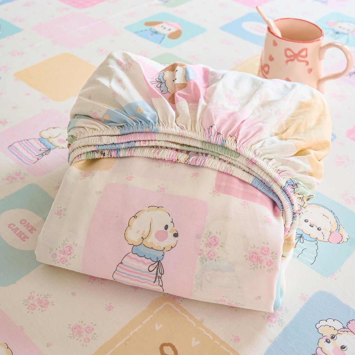 91家纺网 家纺一手货源 找家纺 木堇家居 2025新款小清新100%全棉纯棉单品床笠 床笠单件 奇妙乐园