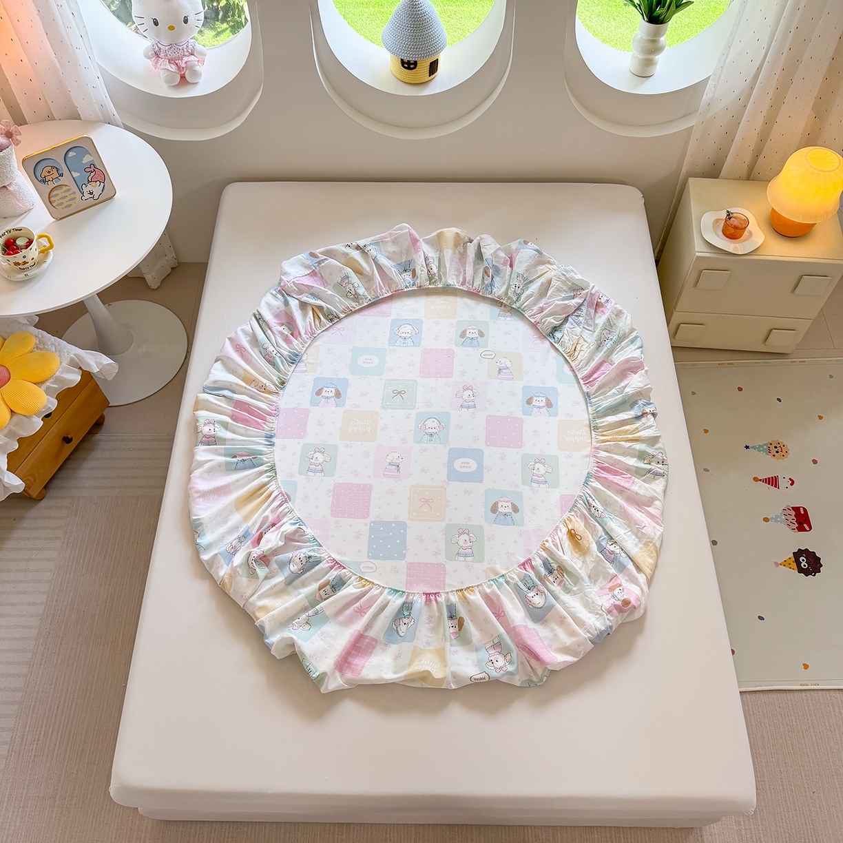 91家纺网 家纺一手货源 找家纺 木堇家居 2025新款小清新100%全棉纯棉单品床笠 床笠单件 奇妙乐园