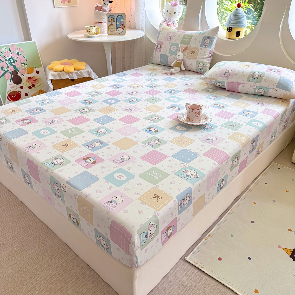 91家纺网 家纺一手货源 找家纺 木堇家居 2025新款小清新100%全棉纯棉单品床笠 床笠单件 奇妙乐园