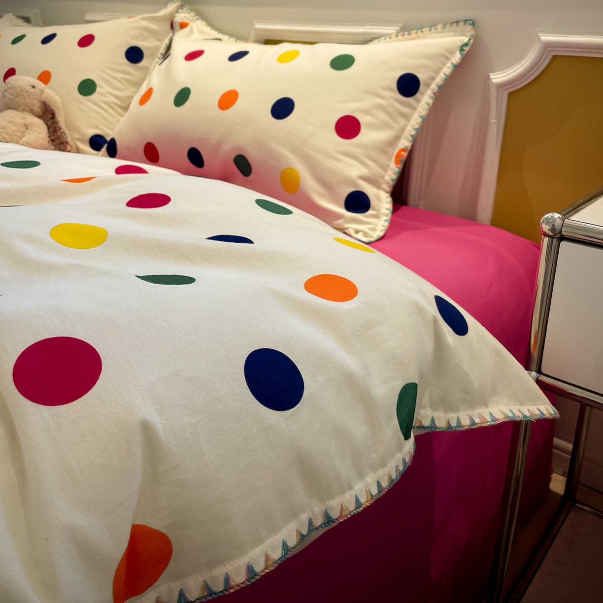 91家纺网 家纺一手货源 找家纺 蓝邻家纺 2025新款全棉纯棉加厚磨毛多巴胺贝壳边四件套 星然