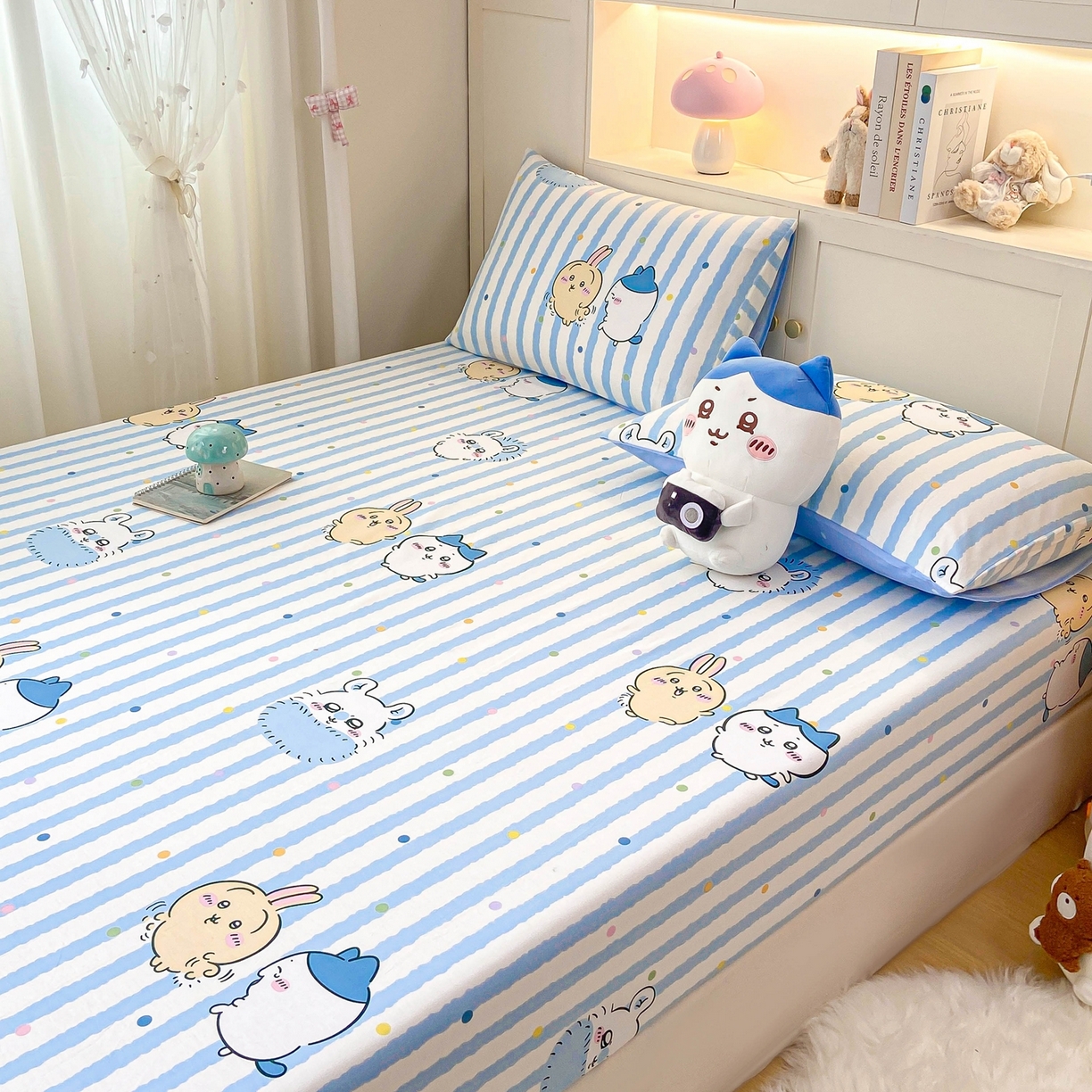 91家纺网 家纺一手货源 找家纺 博雅2025春夏新款吉伊卡哇大版全棉纯棉单品床笠床笠单件单床笠 点点条纹吉伊卡哇