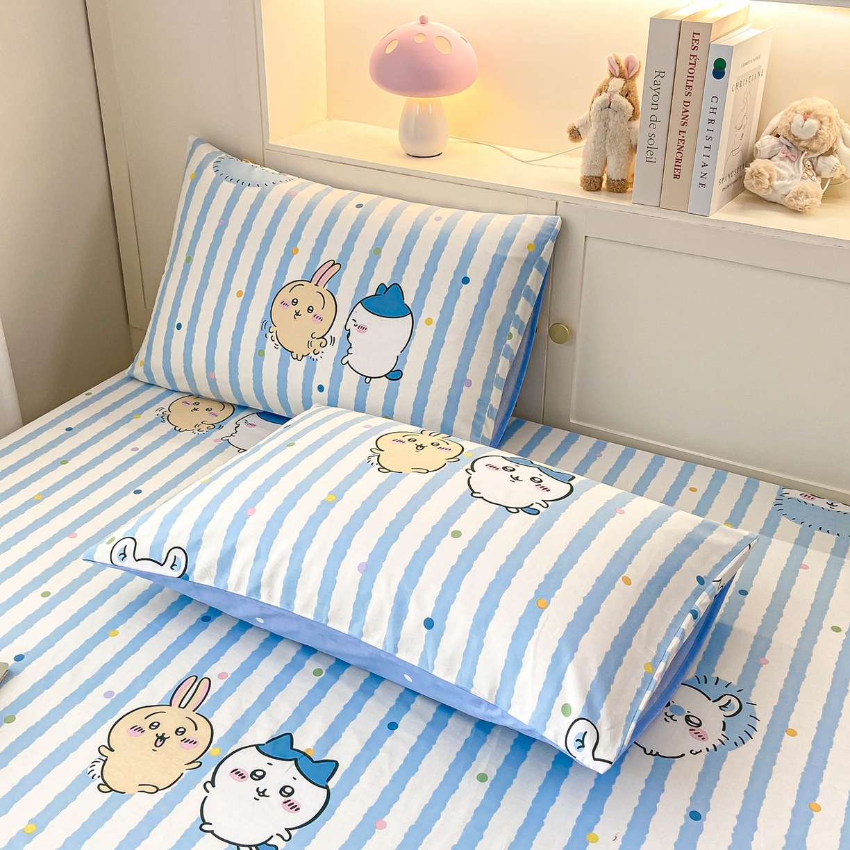 91家纺网 家纺一手货源 找家纺 博雅2025春夏新款吉伊卡哇大版全棉纯棉单品床笠床笠单件单床笠 点点条纹吉伊卡哇