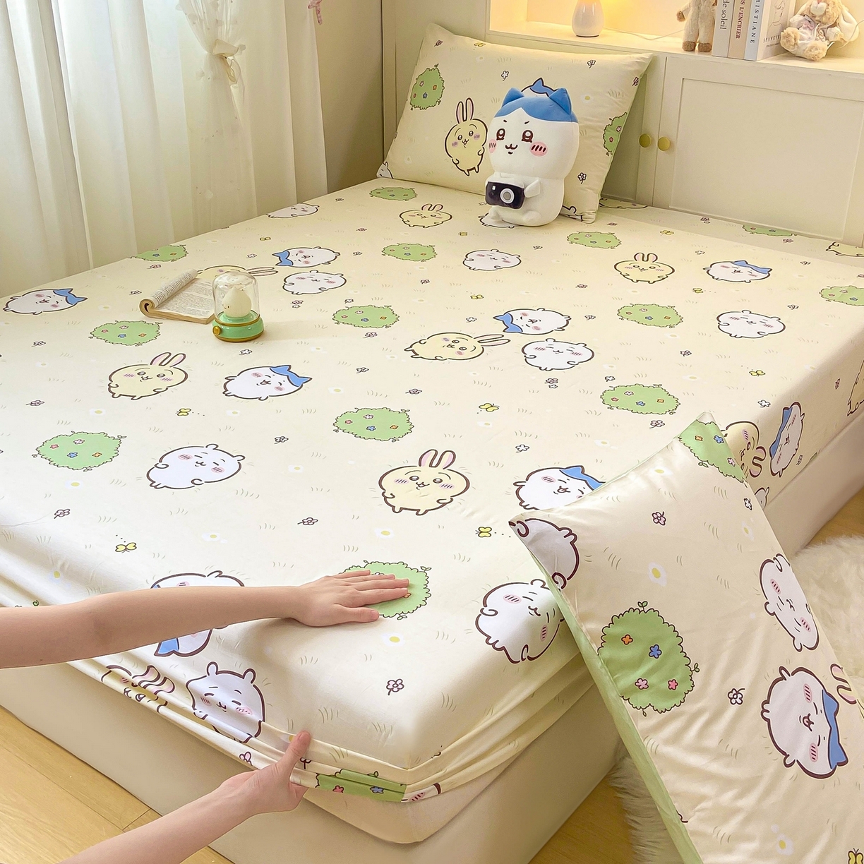 91家纺网 家纺一手货源 找家纺 博雅2025春夏新款吉伊卡哇大版全棉纯棉单品床笠床笠单件单床笠 开心吉伊卡哇