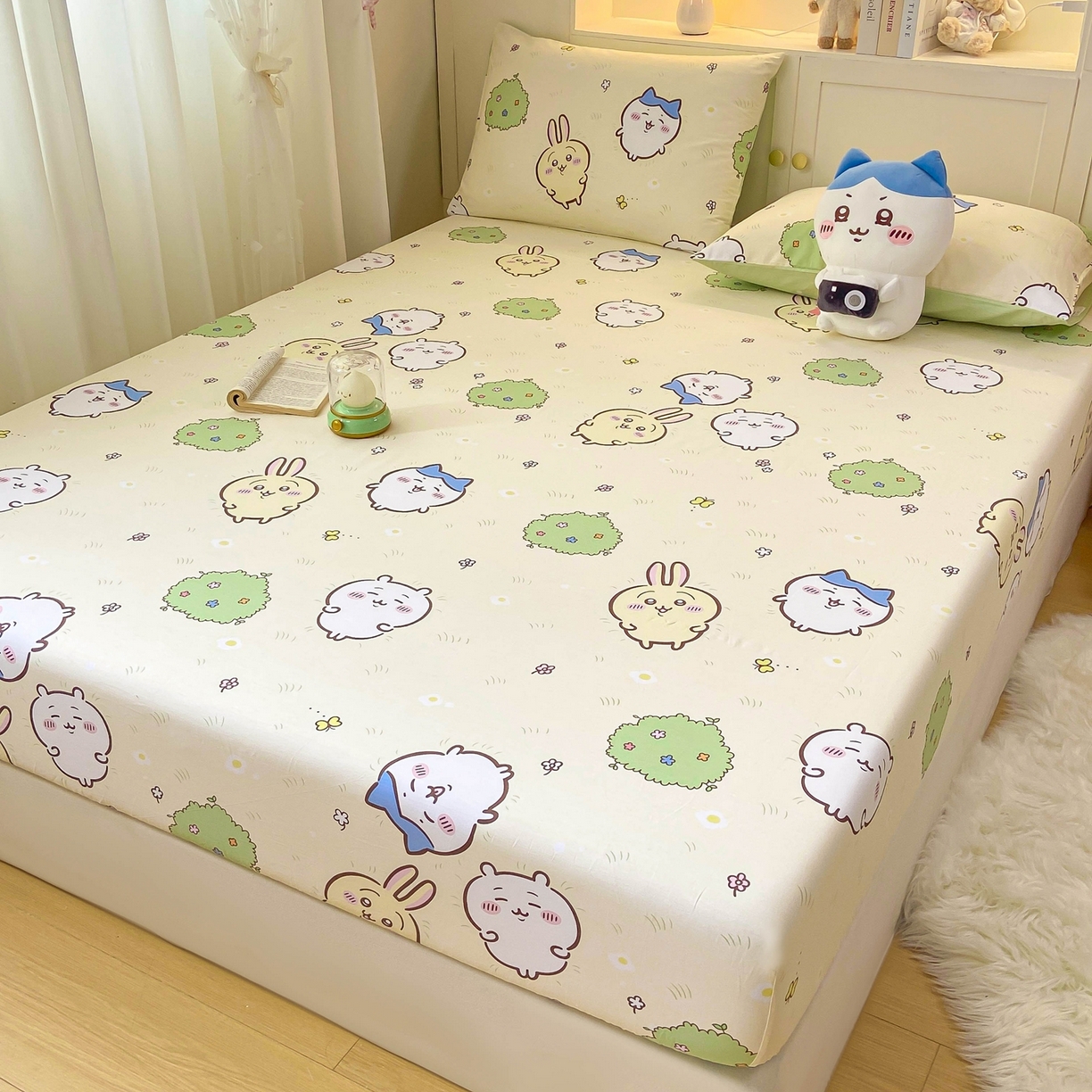 91家纺网 家纺一手货源 找家纺 博雅2025春夏新款吉伊卡哇大版全棉纯棉单品床笠床笠单件单床笠 开心吉伊卡哇