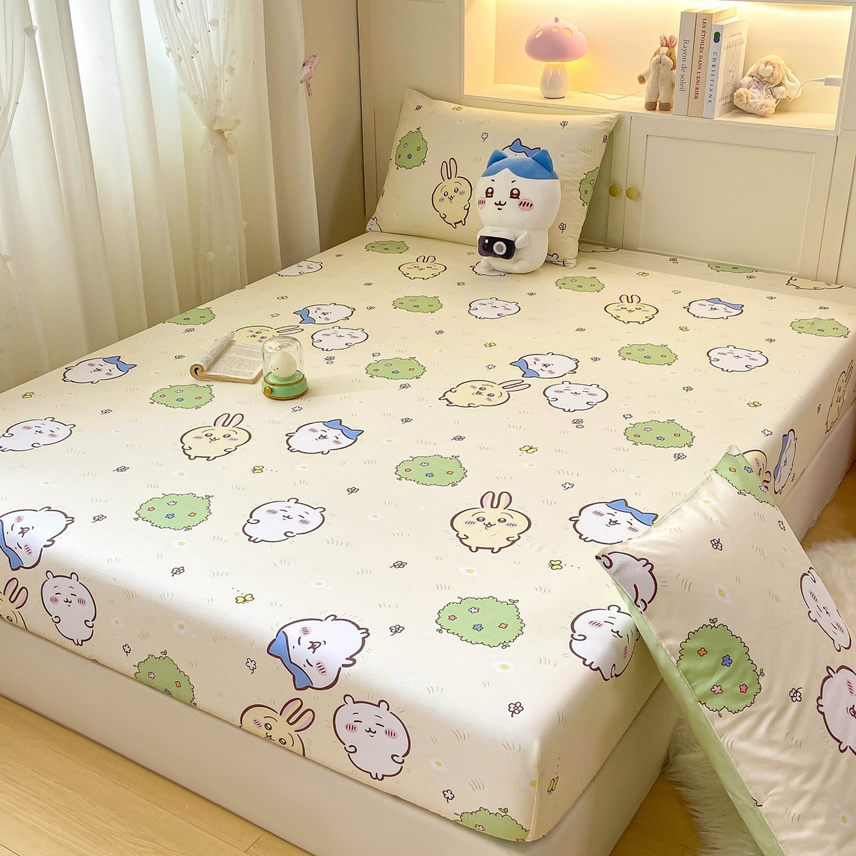 91家纺网 家纺一手货源 找家纺 博雅2025春夏新款吉伊卡哇大版全棉纯棉单品床笠床笠单件单床笠 开心吉伊卡哇