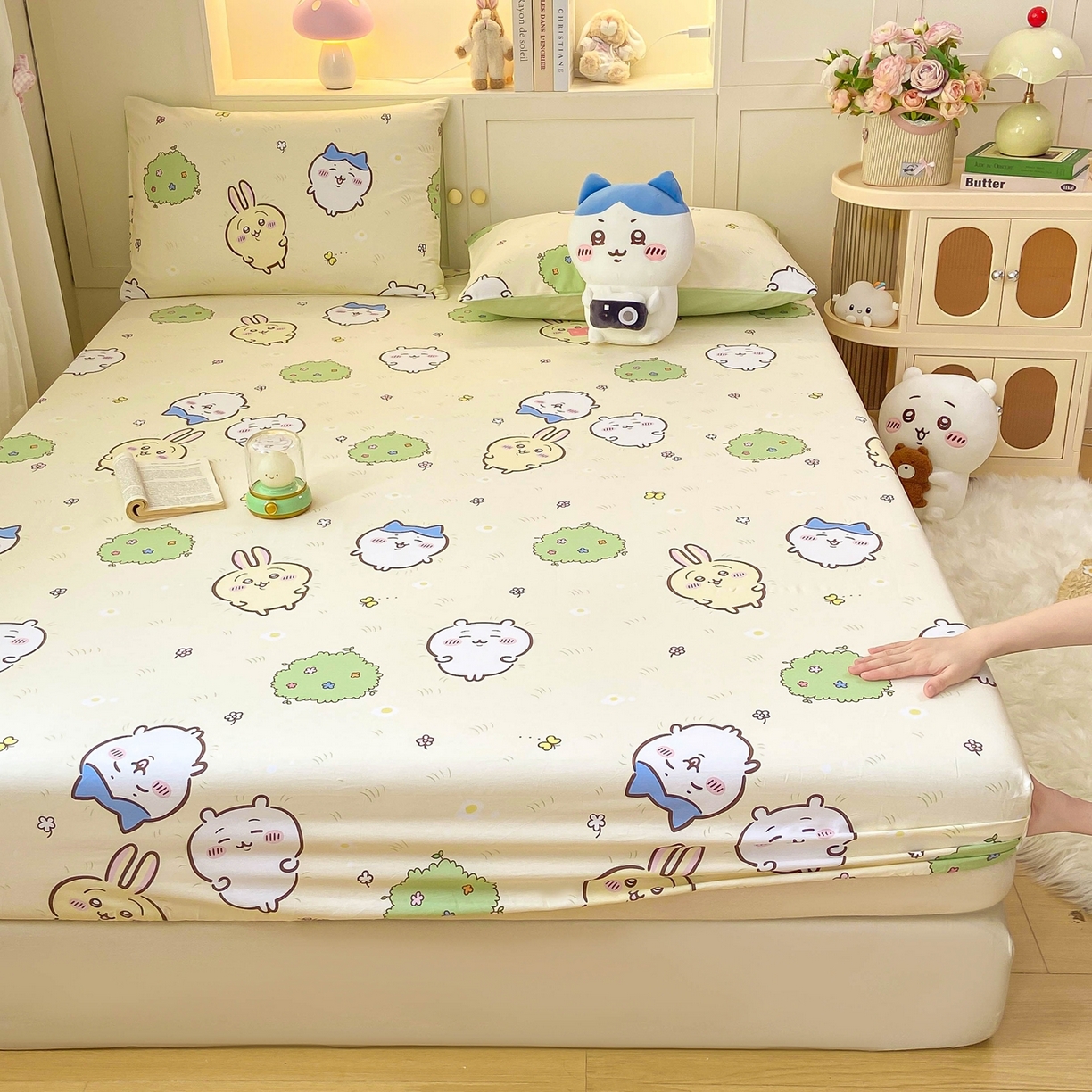 91家纺网 家纺一手货源 找家纺 博雅2025春夏新款吉伊卡哇大版全棉纯棉单品床笠床笠单件单床笠 开心吉伊卡哇