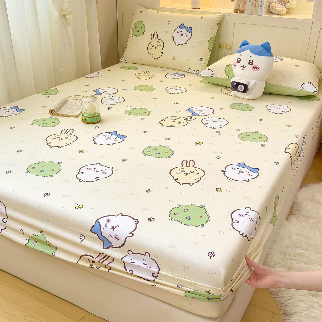 91家纺网 家纺一手货源 找家纺 博雅2025春夏新款吉伊卡哇大版全棉纯棉单品床笠床笠单件单床笠 开心吉伊卡哇