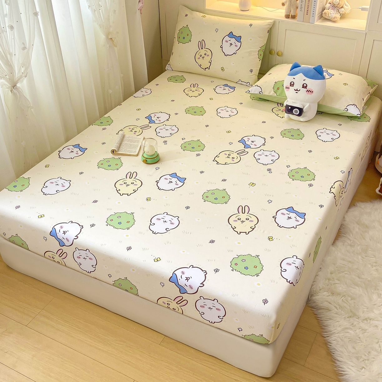 91家纺网 家纺一手货源 找家纺 博雅2025春夏新款吉伊卡哇大版全棉纯棉单品床笠床笠单件单床笠 开心吉伊卡哇