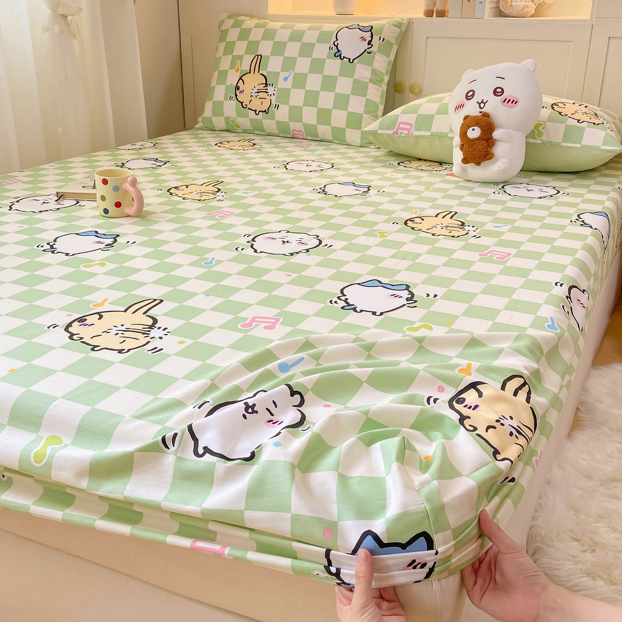 91家纺网 家纺一手货源 找家纺 博雅2025春夏新款吉伊卡哇大版全棉纯棉单品床笠床笠单件单床笠 音乐吉伊卡哇