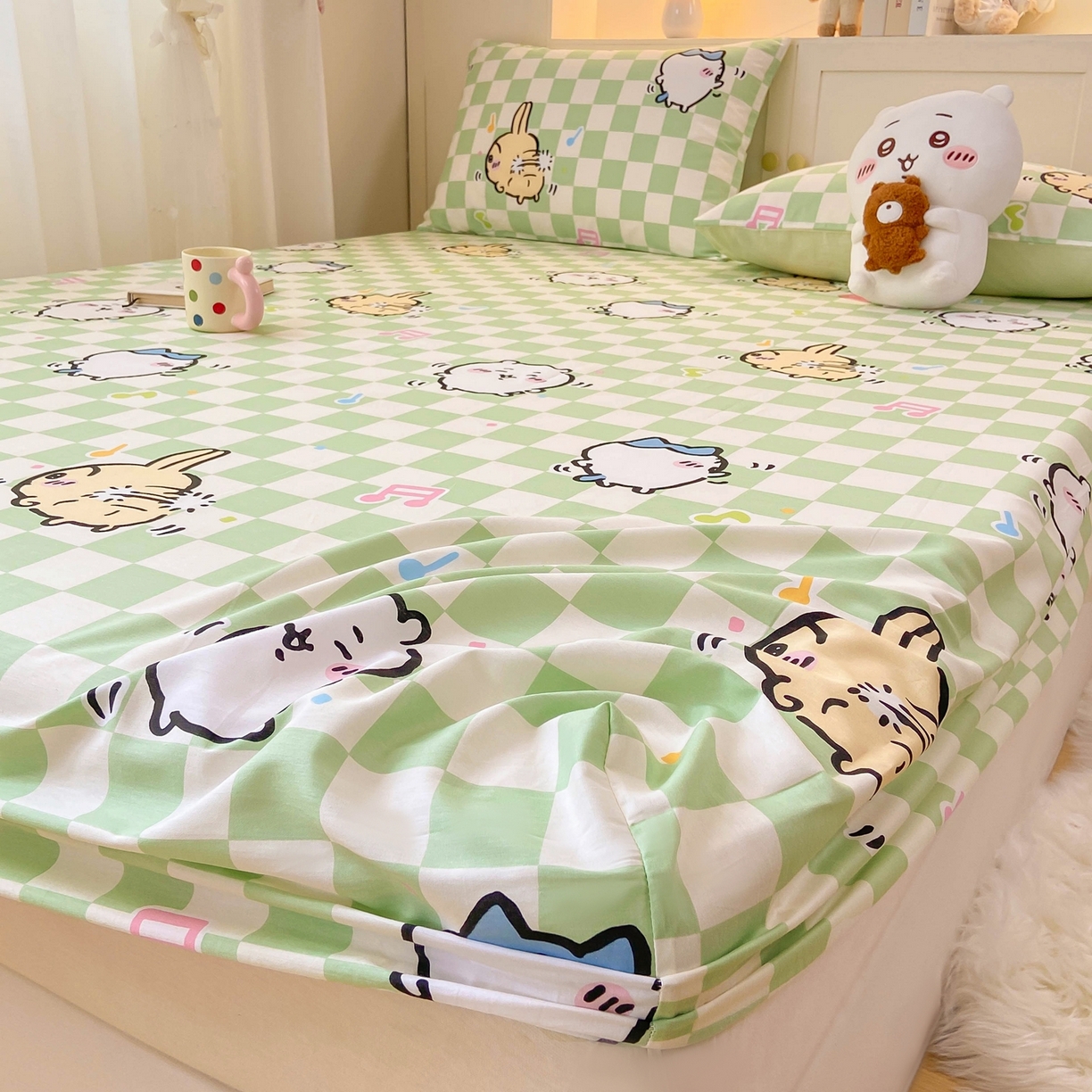 91家纺网 家纺一手货源 找家纺 博雅2025春夏新款吉伊卡哇大版全棉纯棉单品床笠床笠单件单床笠 音乐吉伊卡哇