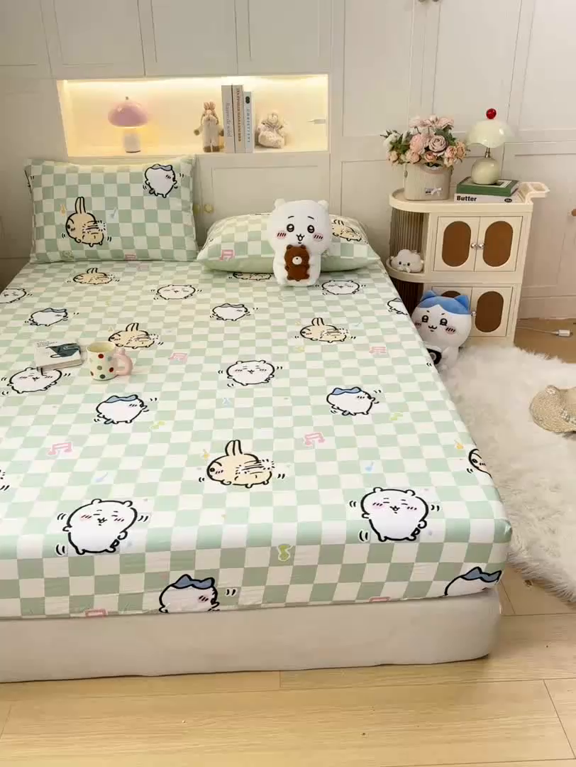 91家纺网 家纺一手货源 找家纺 博雅2025春夏新款吉伊卡哇大版全棉纯棉单品床笠床笠单件单床笠 音乐吉伊卡哇