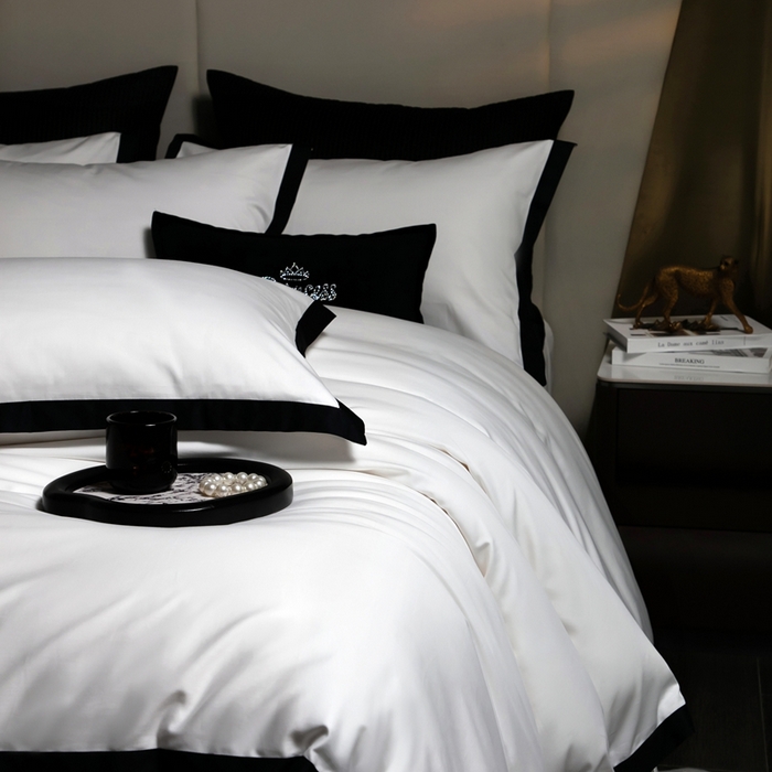 91家纺网 家纺一手货源 找家纺 （总）佳汐蓝家纺 2025新款亲肤舒适100支长绒棉小拼角四件套-轻奢