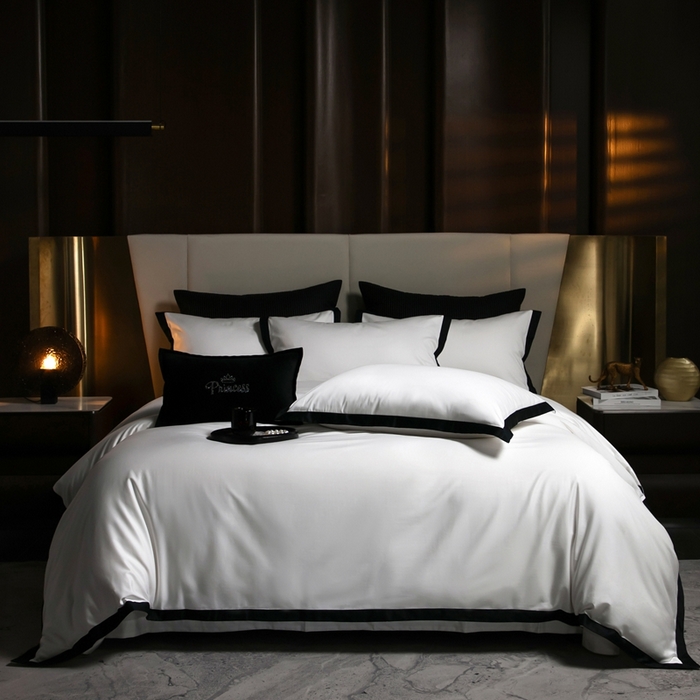 91家纺网 家纺一手货源 找家纺 （总）佳汐蓝家纺 2025新款亲肤舒适100支长绒棉小拼角四件套-轻奢