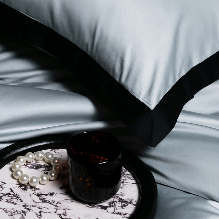 91家纺网 家纺一手货源 找家纺 佳汐蓝家纺 2025新款亲肤舒适100支长绒棉小拼角四件套-轻奢 轻奢-雪涧蓝