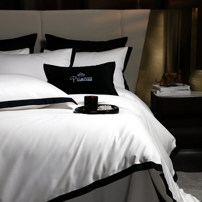 91家纺网 家纺一手货源 找家纺 佳汐蓝家纺 2025新款亲肤舒适100支长绒棉小拼角四件套-轻奢 轻奢-瓷空白