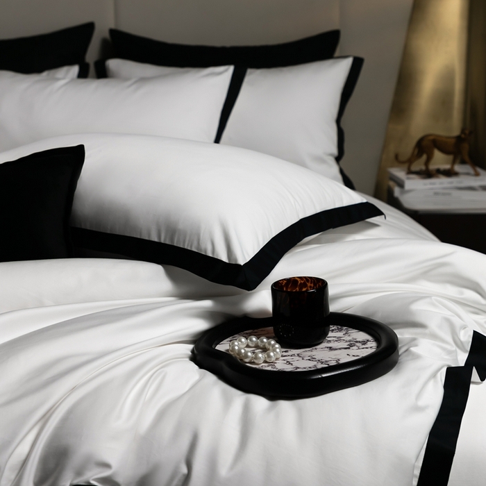 91家纺网 家纺一手货源 找家纺 佳汐蓝家纺 2025新款亲肤舒适100支长绒棉小拼角四件套-轻奢 轻奢-瓷空白