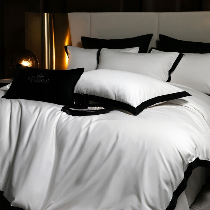 91家纺网 家纺一手货源 找家纺 佳汐蓝家纺 2025新款亲肤舒适100支长绒棉小拼角四件套-轻奢 轻奢-瓷空白