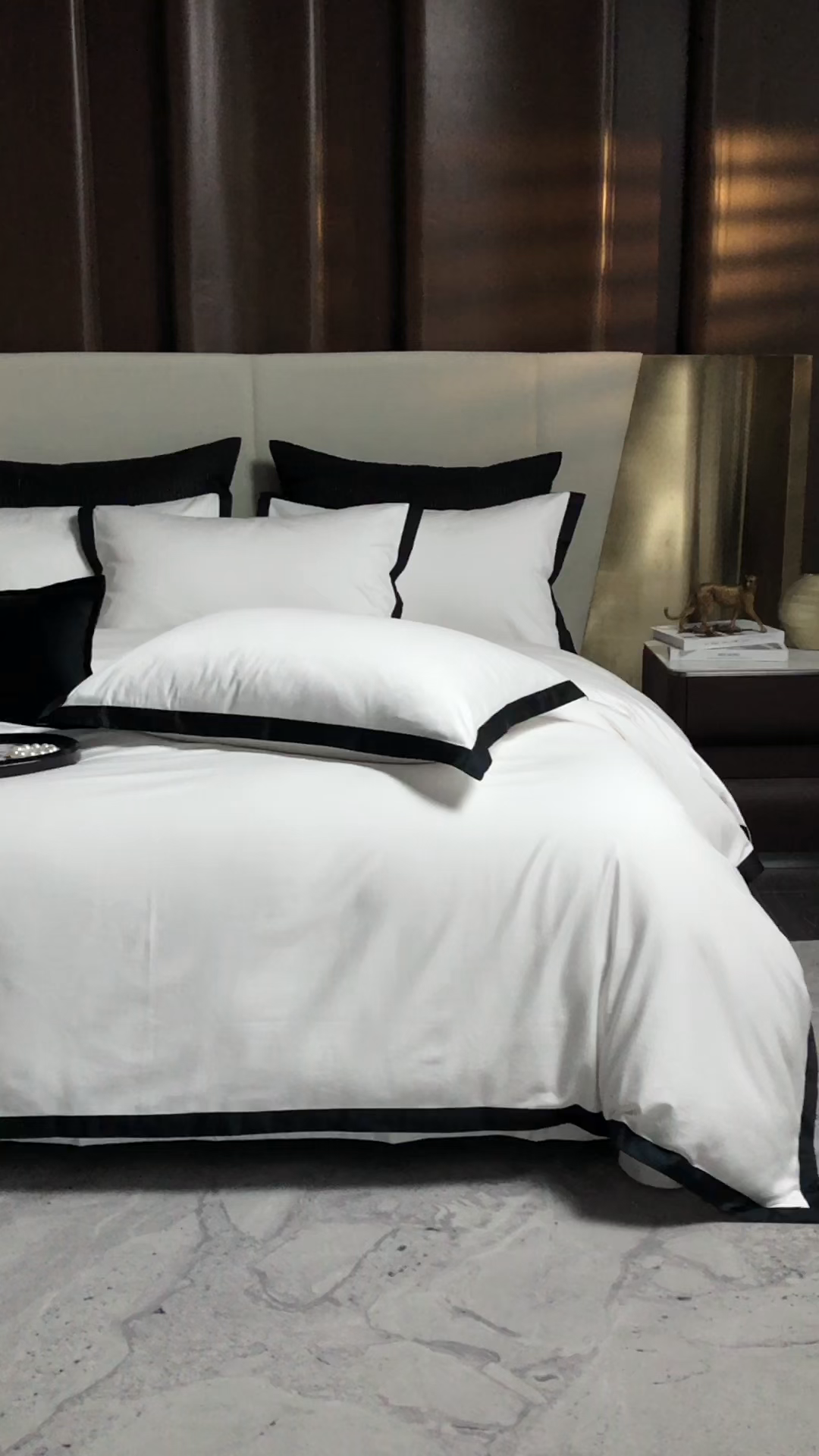 91家纺网 家纺一手货源 找家纺 佳汐蓝家纺 2025新款亲肤舒适100支长绒棉小拼角四件套-轻奢 轻奢-瓷空白