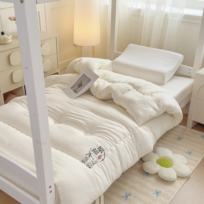 91家纺网 家纺一手货源 找家纺 居易简 2025新款学生宿舍被无染原棉学生季大豆纤维春秋被冬被 被子被芯 原棉-白